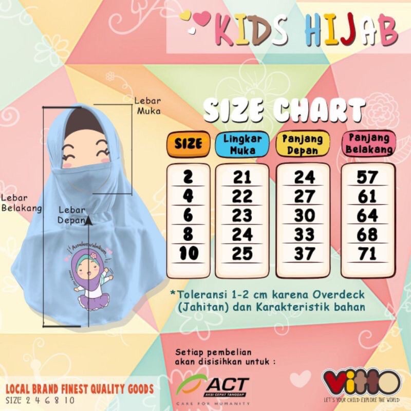 JILBAB MASKER ANAK BY VITTO / HIJAB MASKER ANAK kerudung vitto