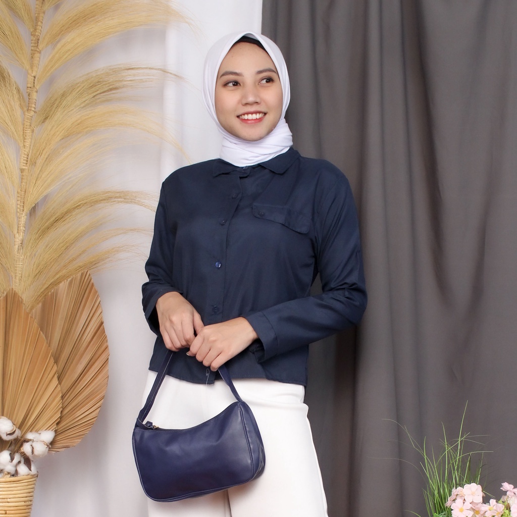 RX Fashion - Kemeja Fatasya I Kemeja Madania I KEMEJA KYOKO  -R3-NAVY