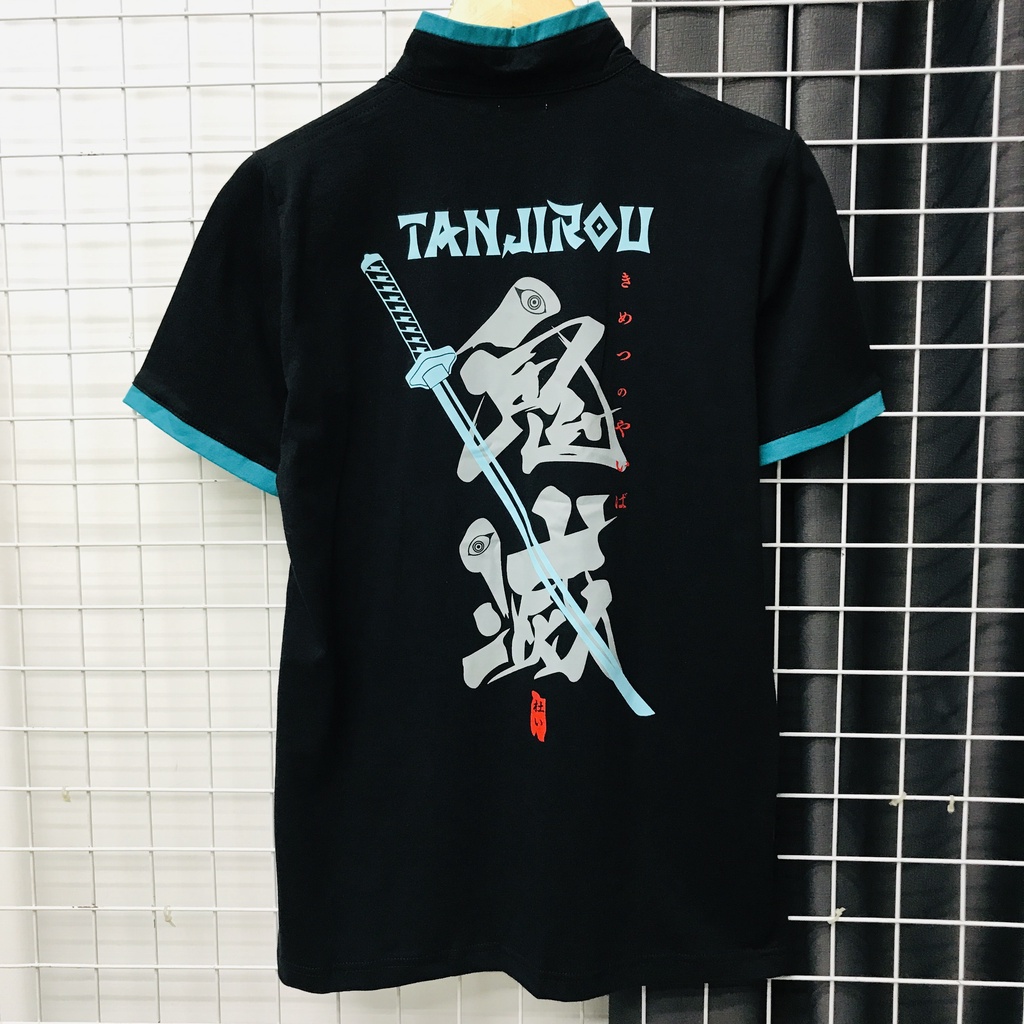 Kaos Polo Collar Tanjiro Sword Anime Manga Demon Slayer Kimetsu No Yaiba Unisex