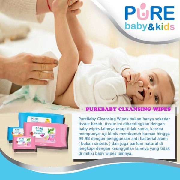 Pure Baby Wipes Antibacterial / Tissue Basah Pure BB