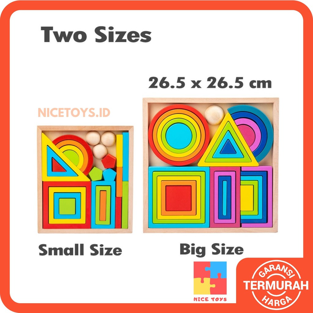 Montessori Rainbow Block Mainan Susun Pelangi Anak Building Block Mainan Susun Anak Mainan Balok Kayu Wooden Toys Wooden Puzzle Rainbow Block Puzzle