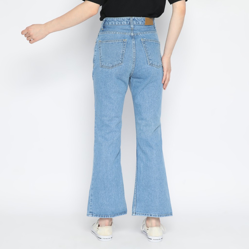 Celana Cutbray Boyfriend Jeans Wanita warna snow