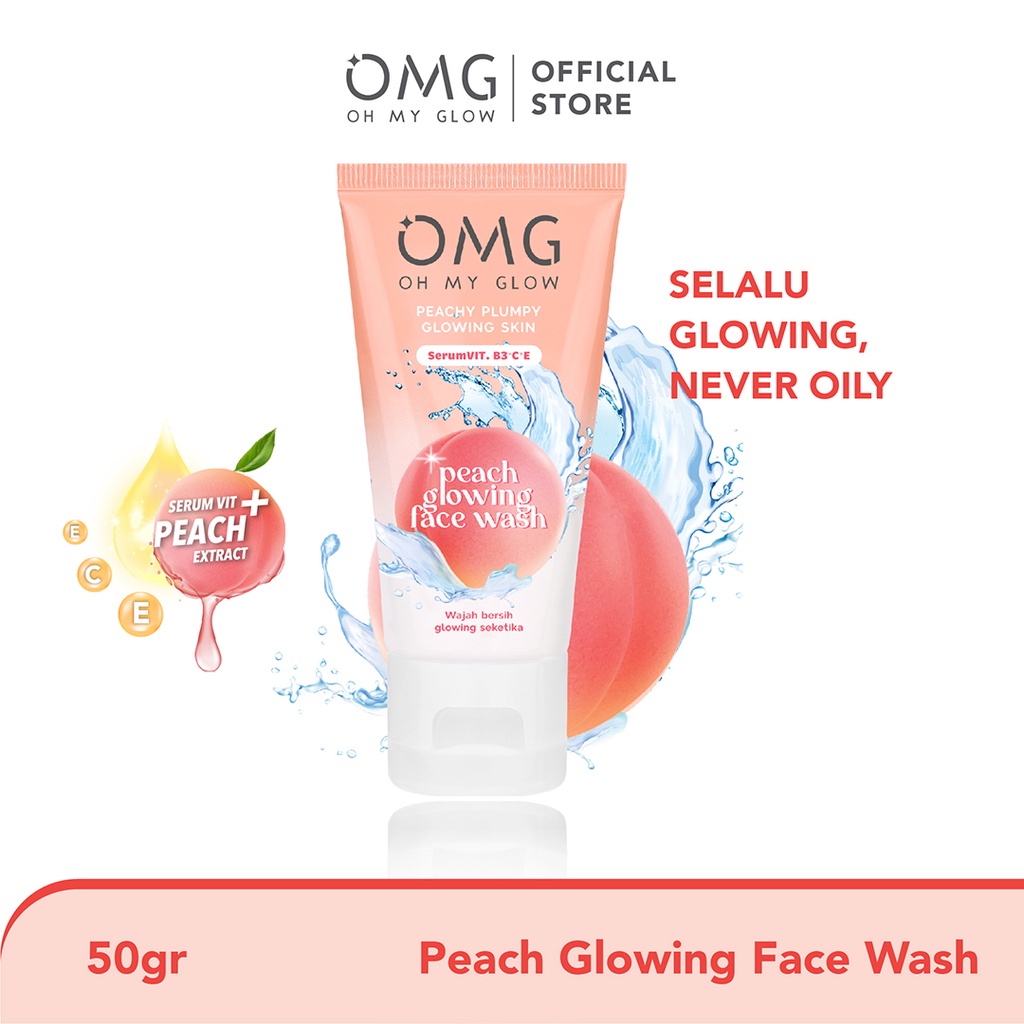 OMG Oh My Glow Skin Care SERIES Peach Glowing Edition Glam Face Wash / Cream / Toner