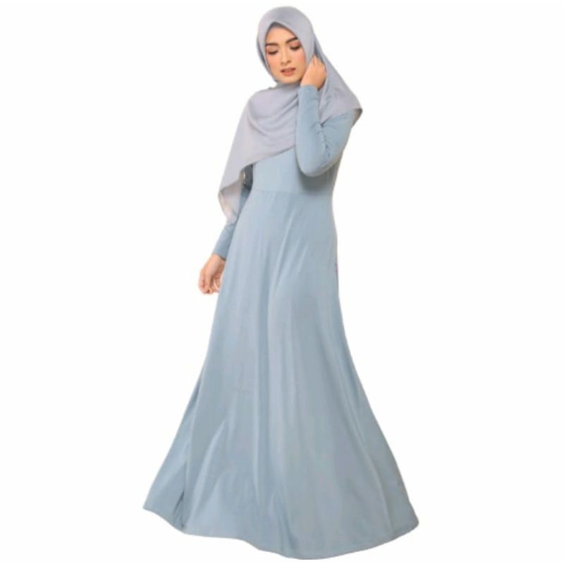 ELZATTA DRESS GAMIS POLOS TERBARU GAMIA AZRA BIRU MUDA