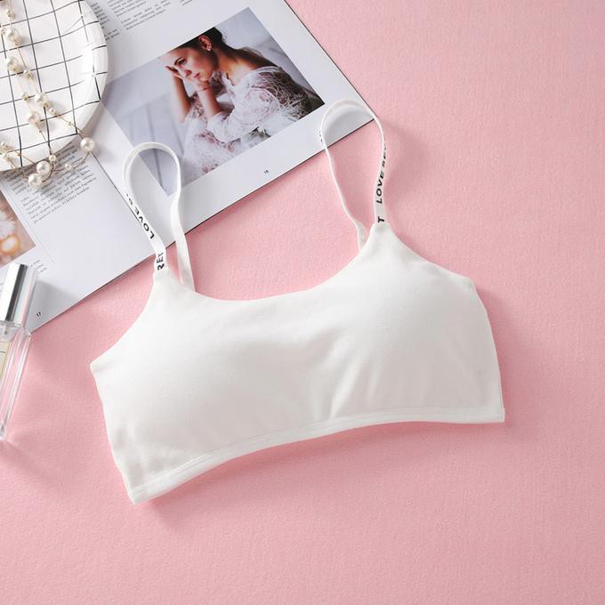 SALE love secret Letters Printed Spaghetti Strap Bra / tube bandeau bh - Putih