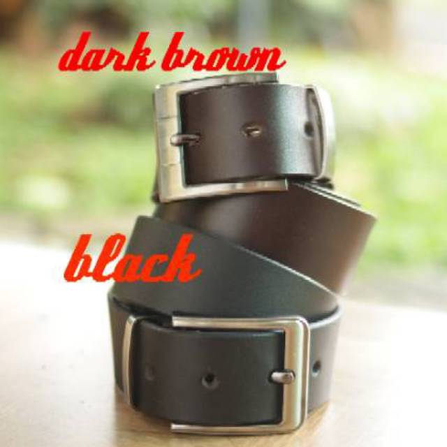 Custom Embos Nama Gesper Sabuk Belt Ikat Pinggang Kulit Sapi Pull Up Asli Lebar 4cm Hitam Coklat