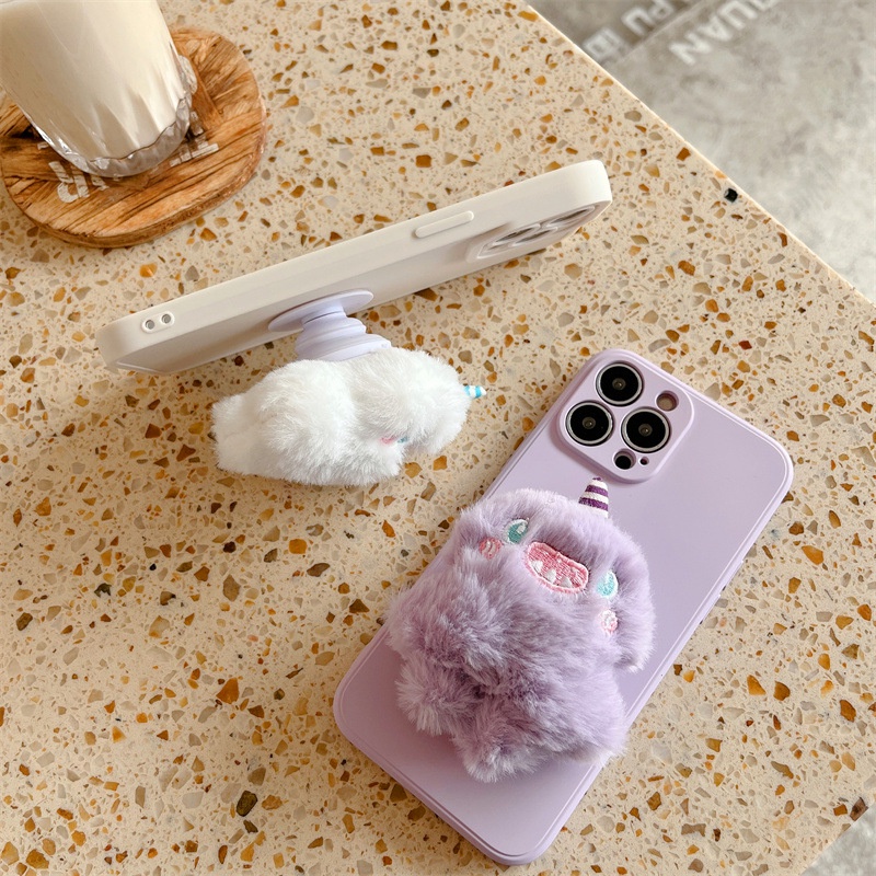 Bracket Holder Universal Desain Monster Kecil 3D 6 Warna Bahan Plush Untuk iPhone OPPO VIVO Samsung Huawei Xiaomi Redmi
