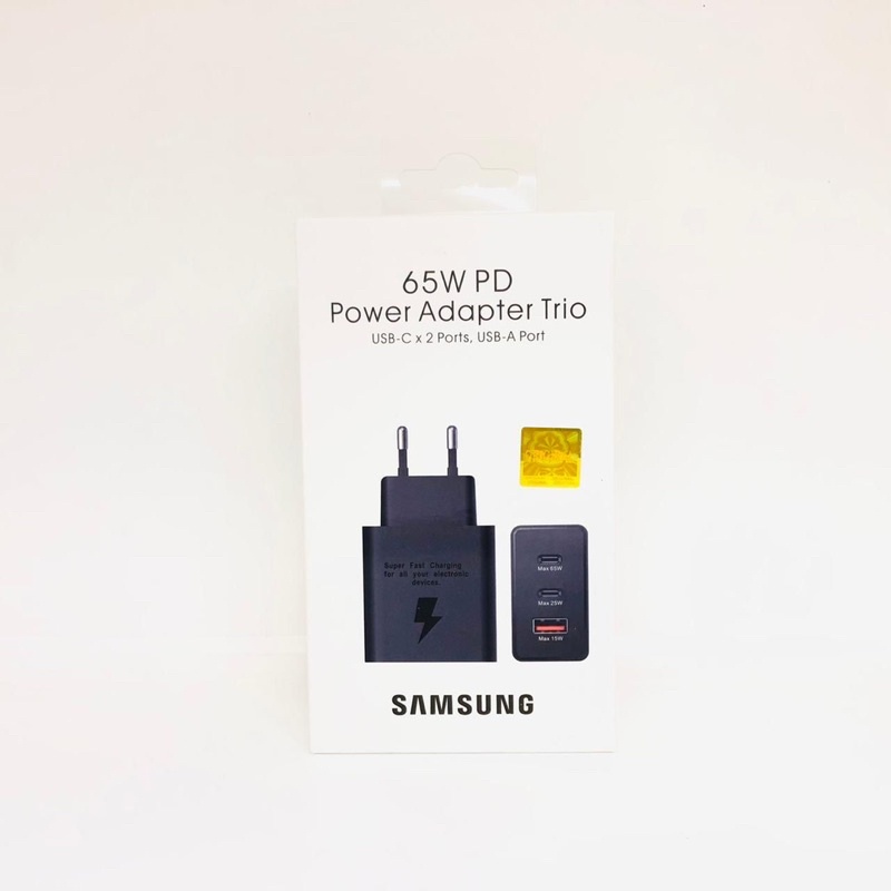 CHARGER SAMSUNG 65W 3in1 PD POWER ADAPTOR TRIO PORT USB-C 2PORT USB-A PORT + KABEL TYPE C TO C SUPER FAST CHARGING ORIGINAL Charger Terbagus Promo Sen