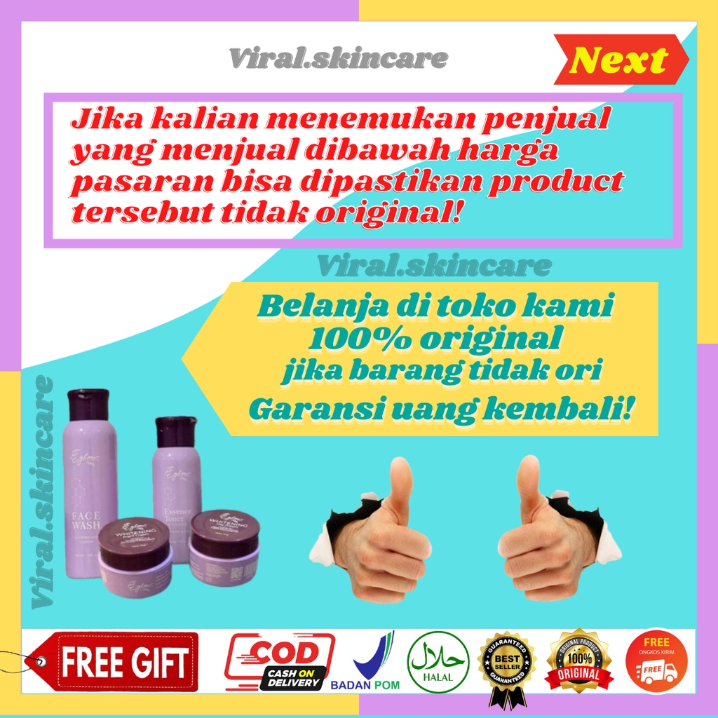 EGLOW PLATINUM BPOM - Skincare Paket Wanita Perawatan Wajah Kecantikan Glowing A16-4