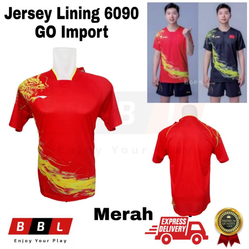 Jersey Badminton Lining 6090 Grade Ori Import Kaos Badminton Lining Import Baju olahraga Kaos buluta