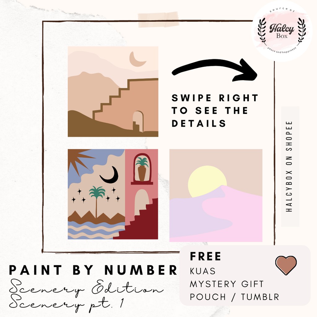 (Scenery Edition) Scenery Paint by Number Totebag, Canvas, Pencil Case [FREE MYSTERY GIFT]