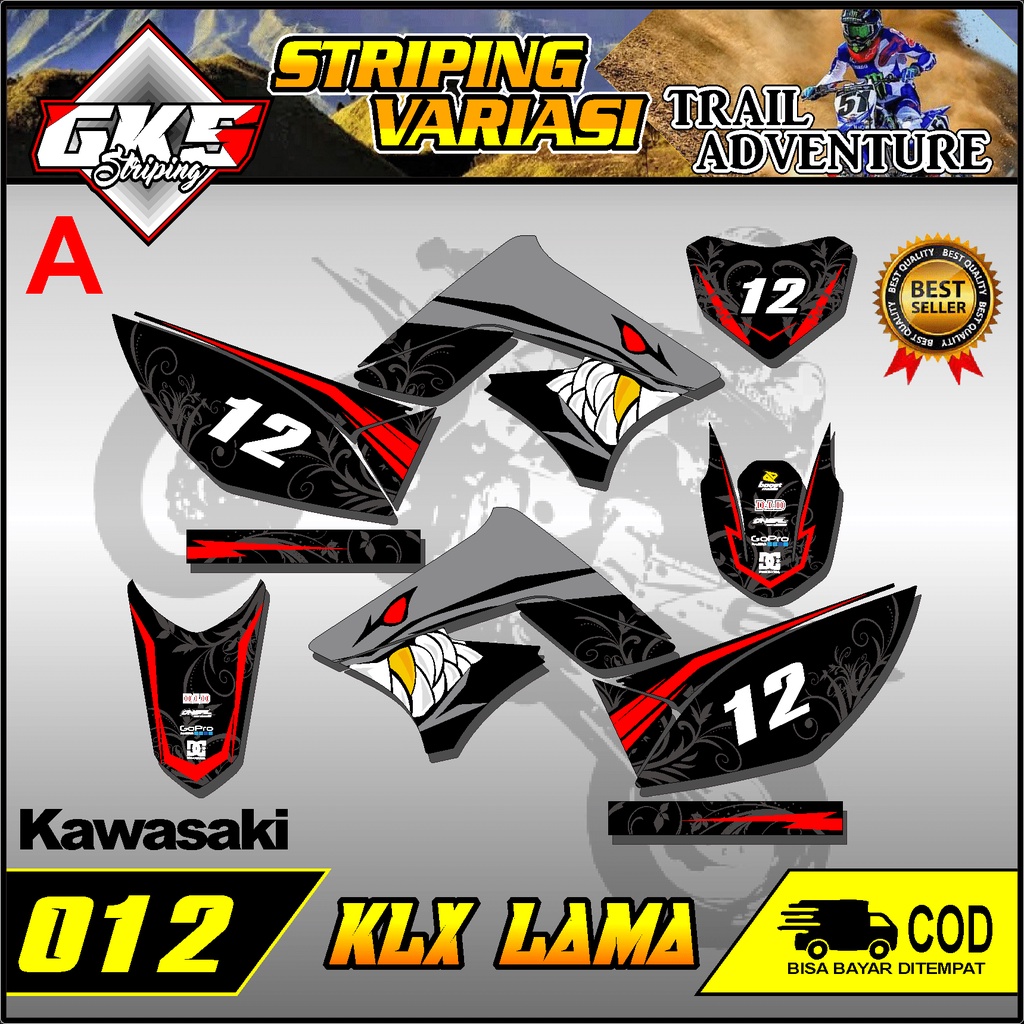 [BISA COD] Sticker Stiker Striping Lis Variasi KLX 150 S / L Lama Lis Motif Shark/Hiu GKS-012