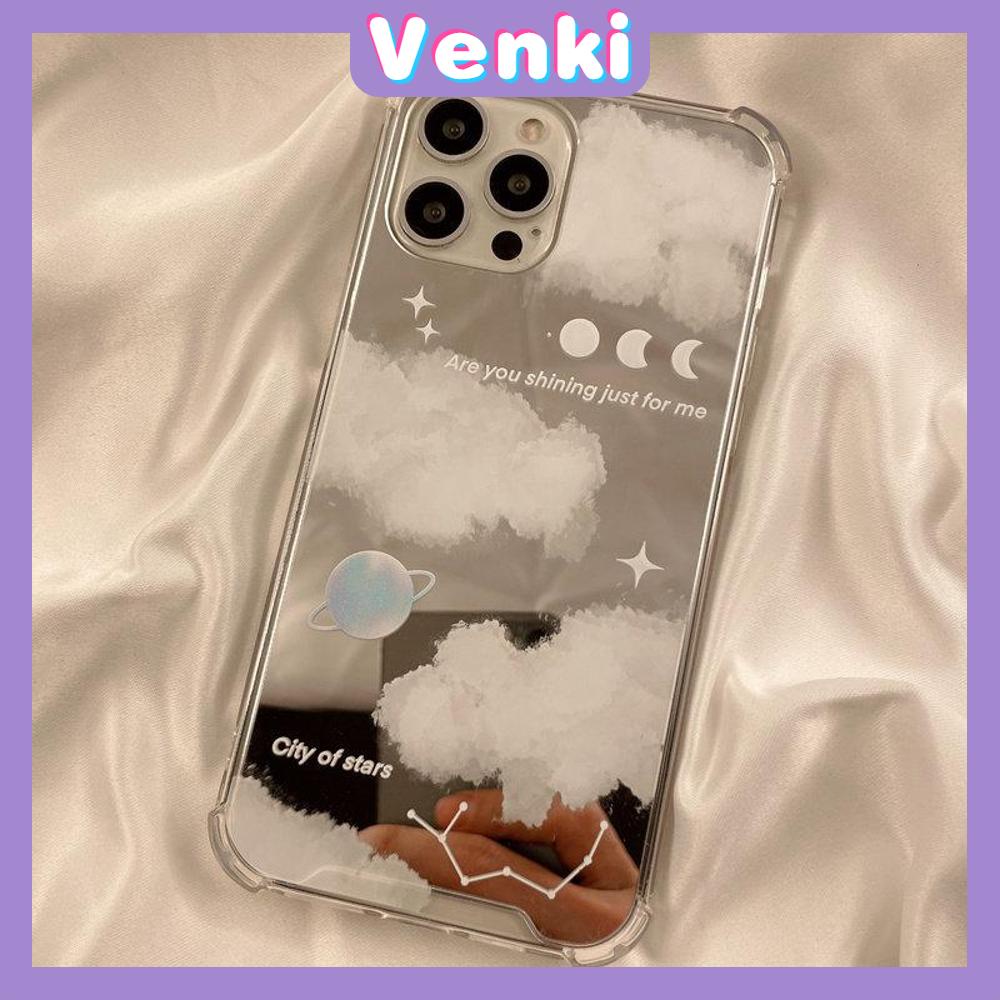 iPhone Case Acrylic Reflective Mirror Airbag Shockproof Protection Camera Stars Clouds Planet Compatible with iPhone 11 iPhone 13 Pro Max iPhone 12 Pro Max iPhone 7 Plus iPhone xr