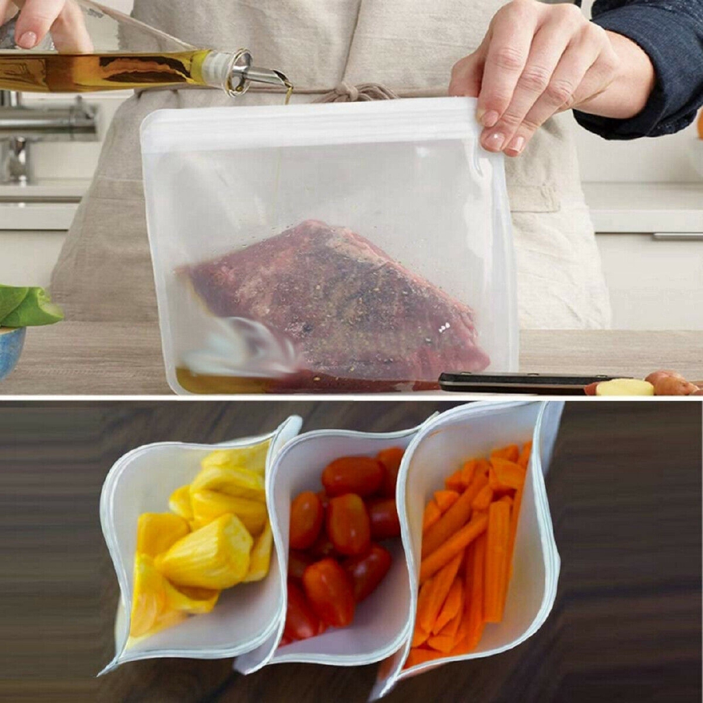 Tas Penyimpanan Makanan Bahan Peva Transparan Dengan Ziplocking Untuk Kulkas