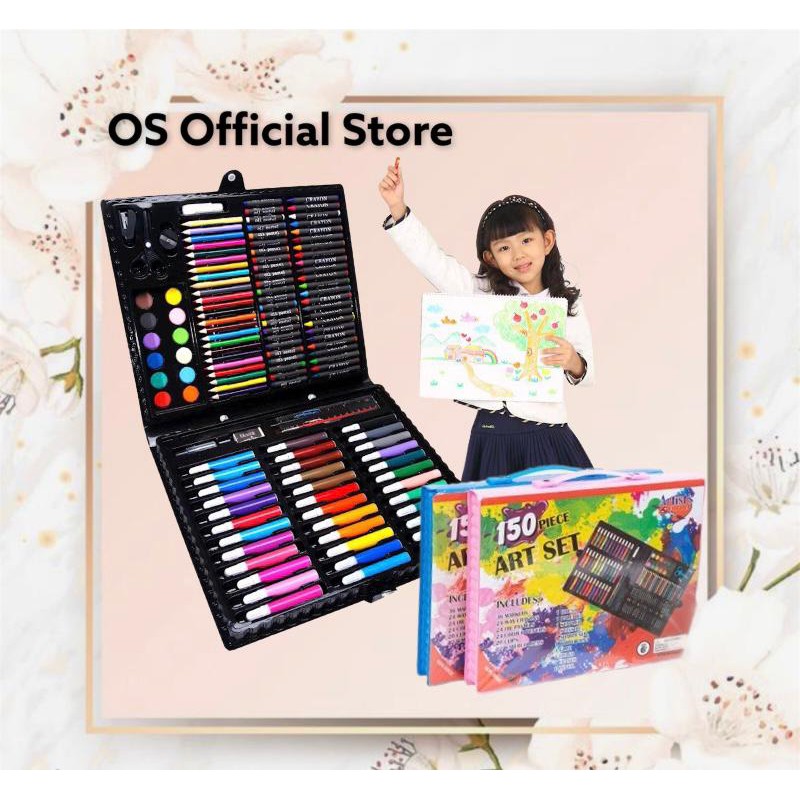 OS 150PCS Crayon Set Pensil Warna dan Alat Gambar / Alat Tulis &amp; Lukis Menggambar Melukis Anak ATK