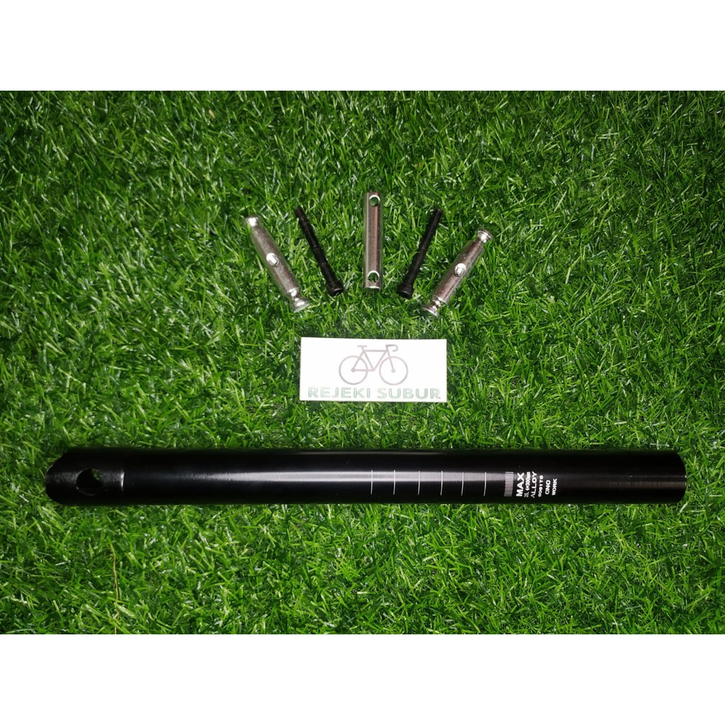 Seatpost 25.4 MAX  alloy CNC Tiang Saddle Sepeda panjang 30 cm hitam silver