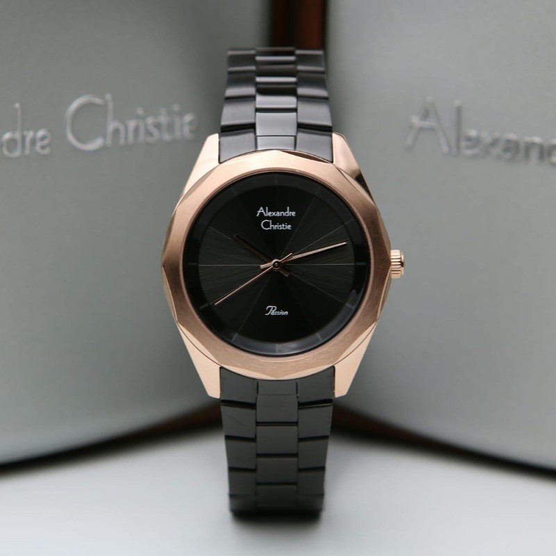 Jam Tangan Wanita/Cewek Alexandre Christie AC 2860 Rosegold Black.Original Garansi Resmi 1 Tahun