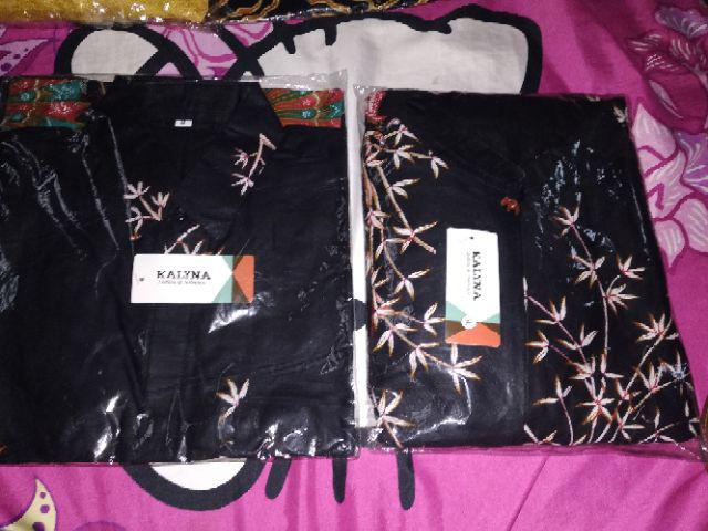 Baju Batik Couple Keluarga Gamis Jumbo Murah Pasangan Modern Muslim | Klyn 009 Cg Kipas Hitam