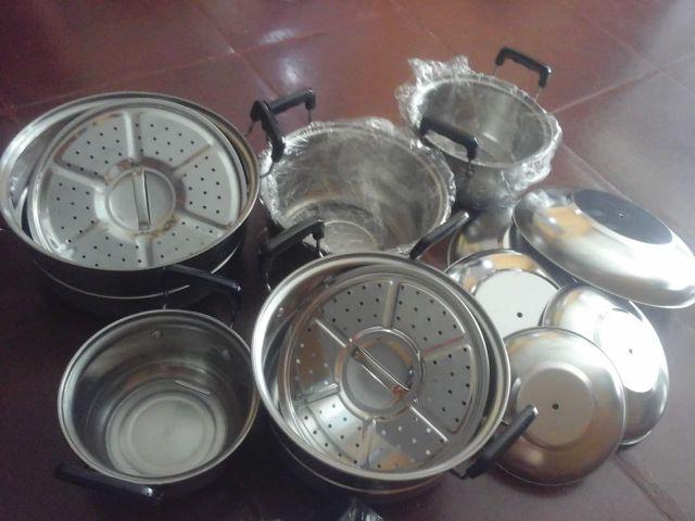 Panci Kingko Set Isi 5 Pcs + 2 Steamer Kukus Kukusan Pengukus Stainless Steel