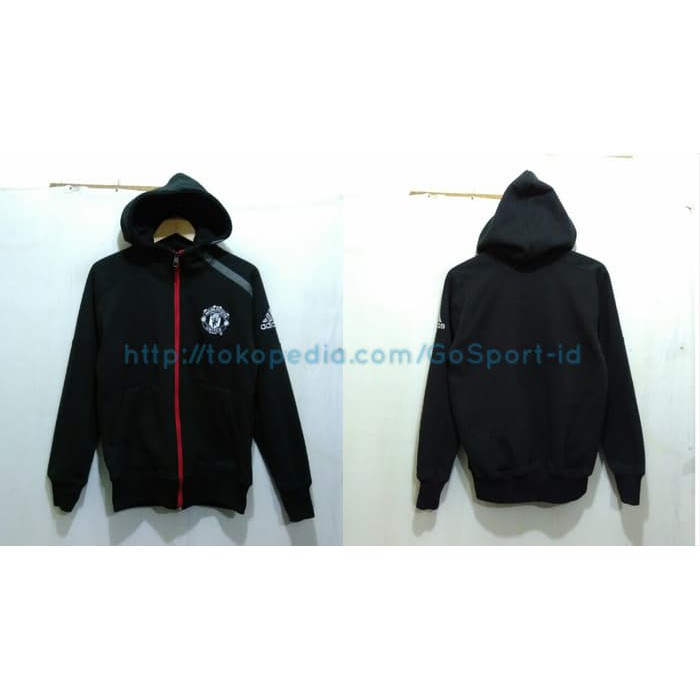 Dijual Jaket Anthem MANCHESTER UNITED 17 ADIDAS Cutton Fleece   BLACK   Hitam  M Limited