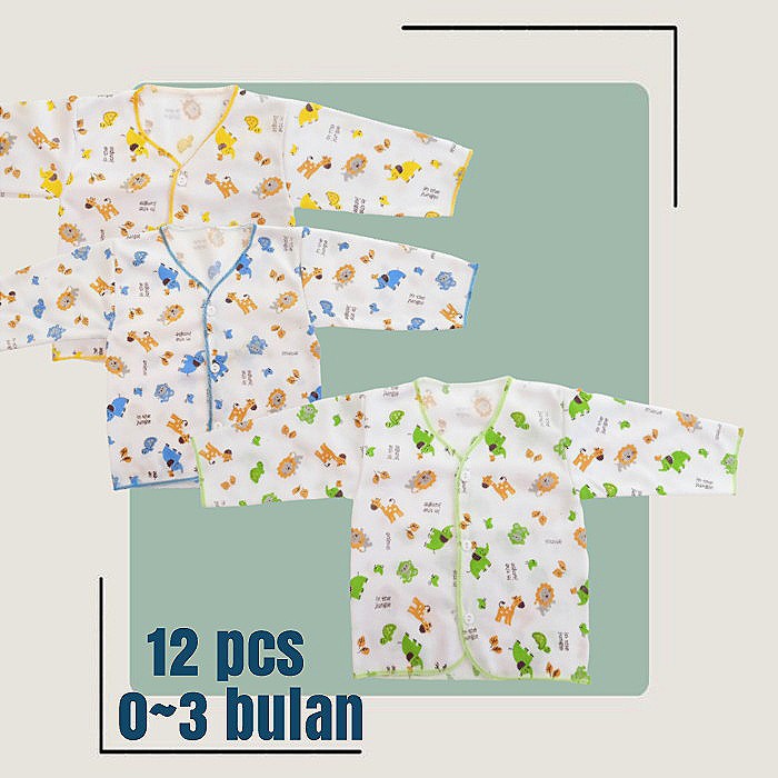 [12 PCS ] Atasan Bayi Newborn Usia 0-3 bulan