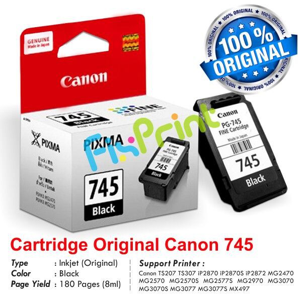 Tinta Canon PG 745 Black ORIGINAL Catridge PG745 Katrid PG-745 Printer IP2870 2570 IP2872 IP 2870s