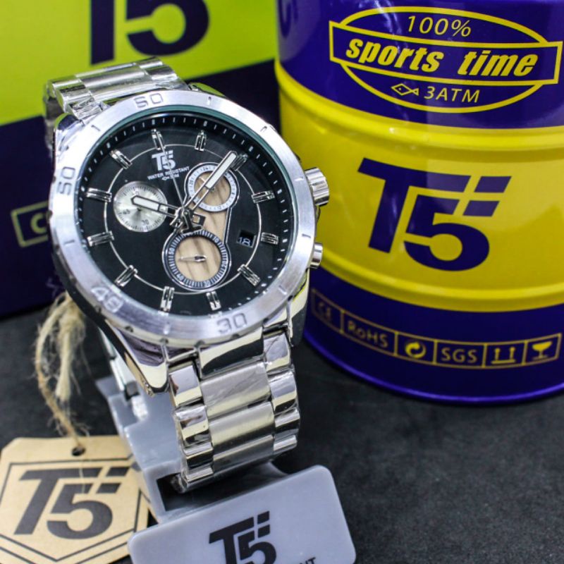 Woooo Jam Tangan T5 H3658G Jam Tangan T5 Original Jam Tangan Pria Stainliss Chronograph Anti Air