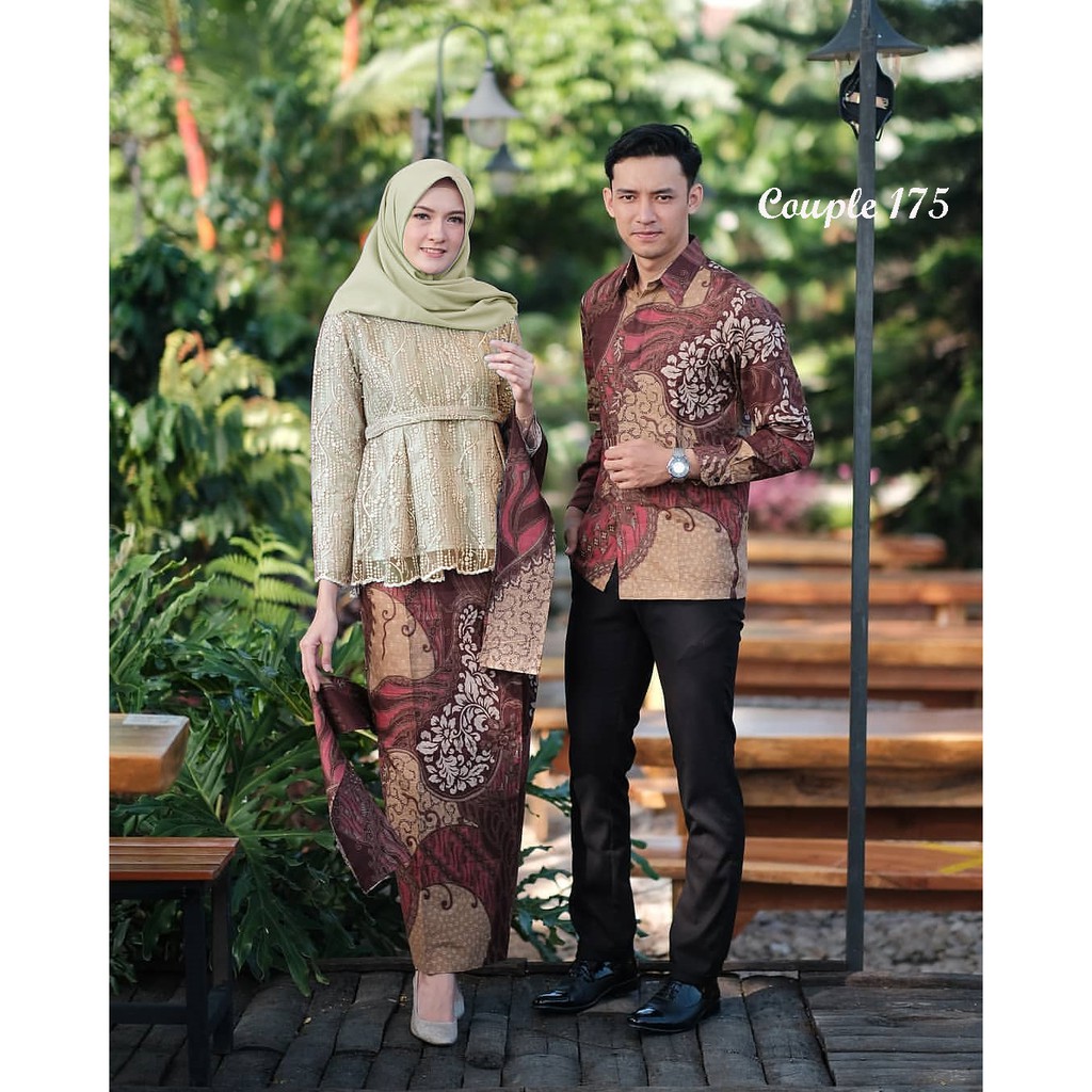 Termurah - Ori & Real Pict!! Batik Couple Hanaya Span Dusty Couple Brukat 3d // Ljf Store