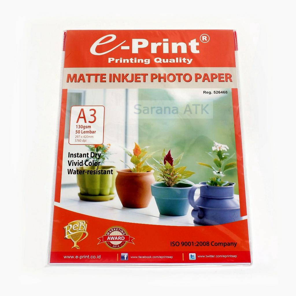 E-print Matte Inkjet Photo Paper A3 Pack