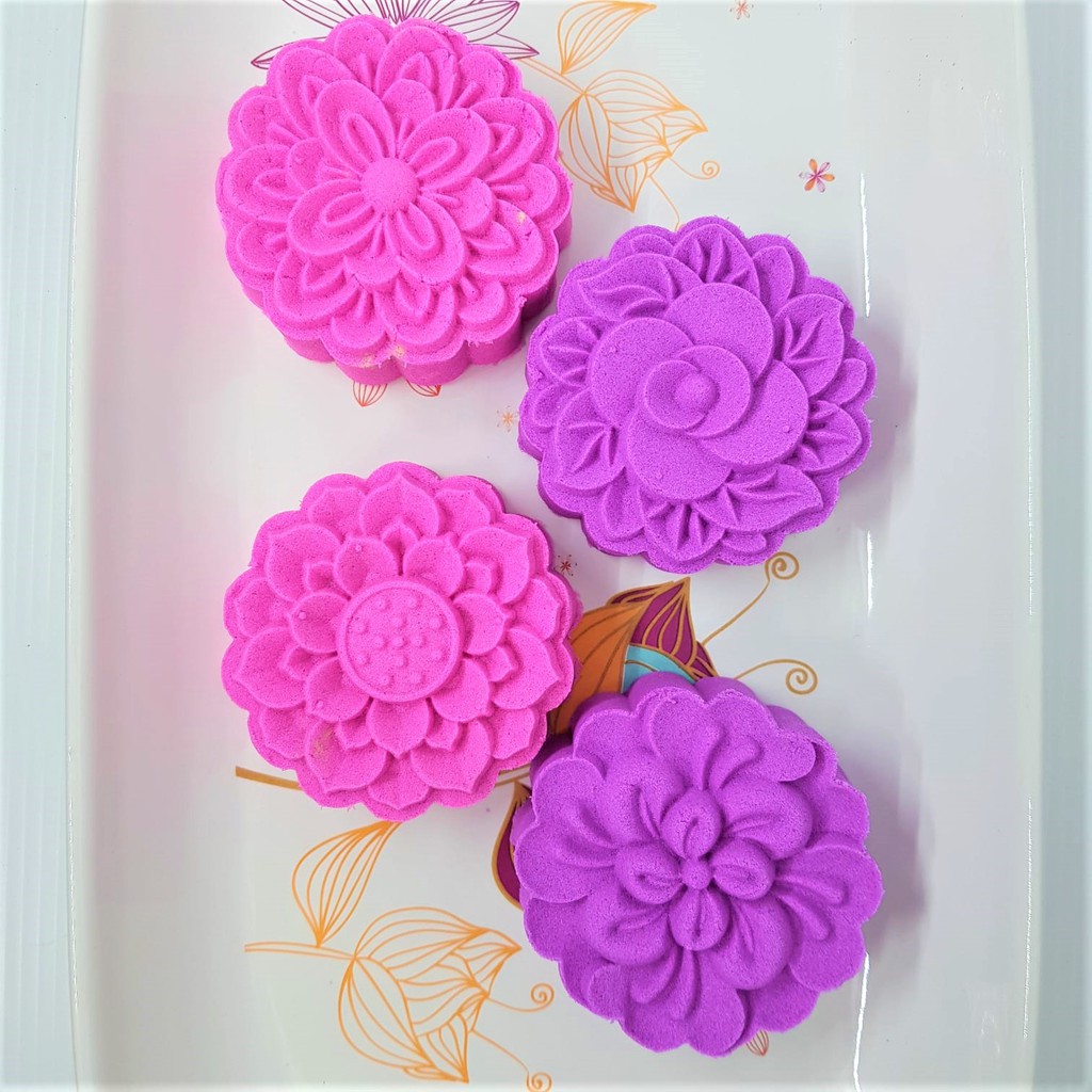 (4pc) cetakan kue bulan (75gr) mooncake press mold PREMIUM-BB FLOWER 2