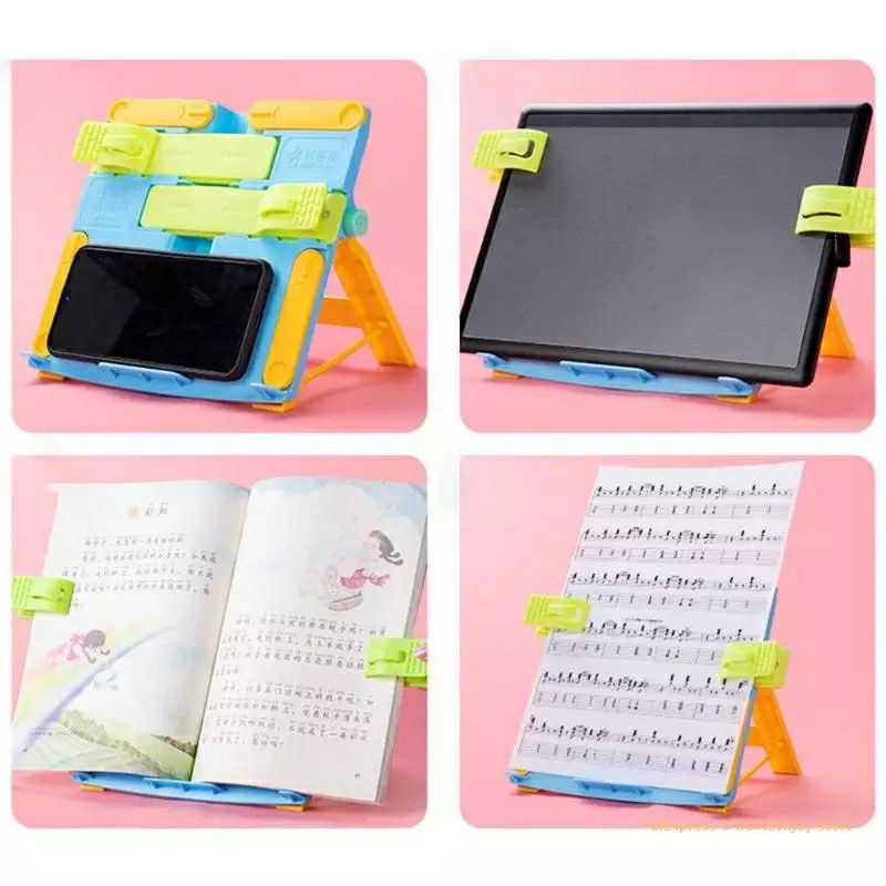 Penyangga Buku Bookstand Portable Lipat Sandaran Buku Belajar Anak Pegangan Ipad HP Handphone Holder