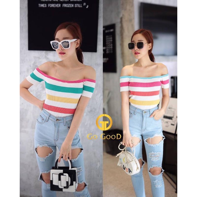 Sabrina Rajut Atasan Wanita Style Korea Import Bangkok Premium BKK T0004