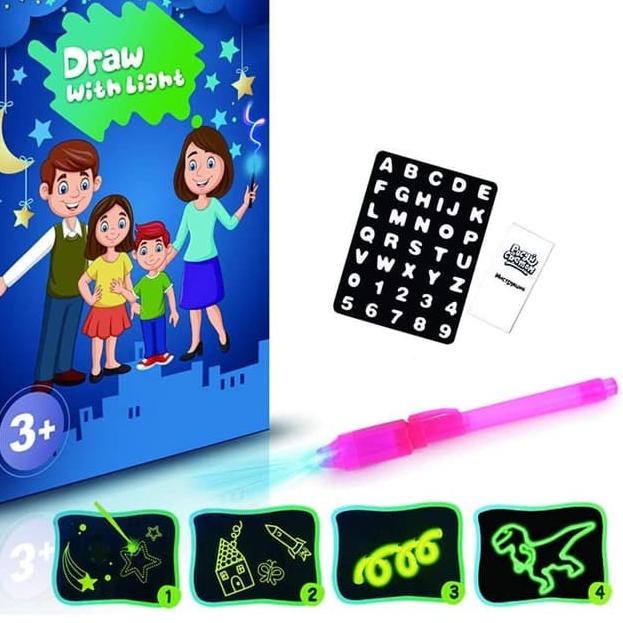 

☂ Magic Drawing Board Mainan Papan Tulis Ajaib Edukasi Anak Glowing Board LED Light Draw The Light ✬