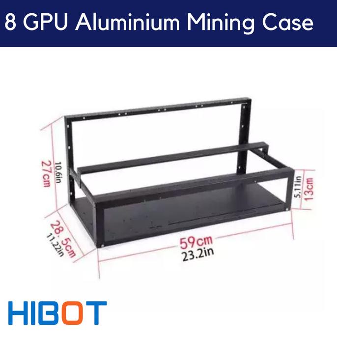 8 Gpu Mining Rig Case - Aluminium Alloy - Cocok Untuk 6 & 8 Gpu
