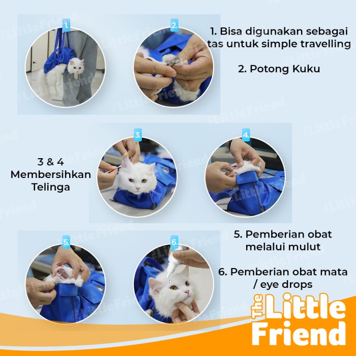 Tas Mandi Grooming Kucing Anti Cakar Anti Gigit Serbaguna Anti Air