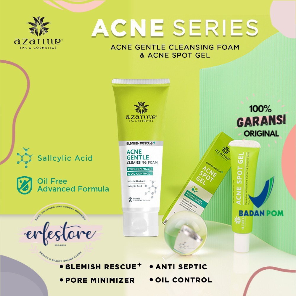 Jual AZARINE ACNE SERIES Cleansing Foam / Acne Spot Gel / Anti Acne