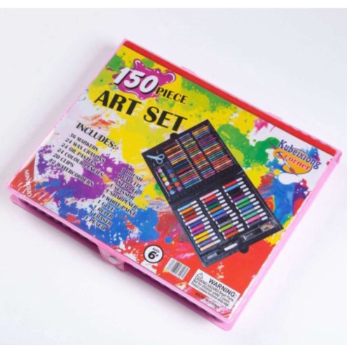 PENSIL WARNA 150 PCS ALAT TULIS SET CRAYON COLOURING SET 150 PCS ART SET ALAT GAMBAR/MEWARNAI-Pink