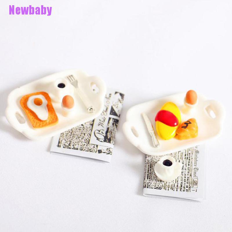 (Newbaby) Miniatur Piring Sarapan Telur / Roti Skala 1 / 12 1 / 6 Untuk Rumah Boneka