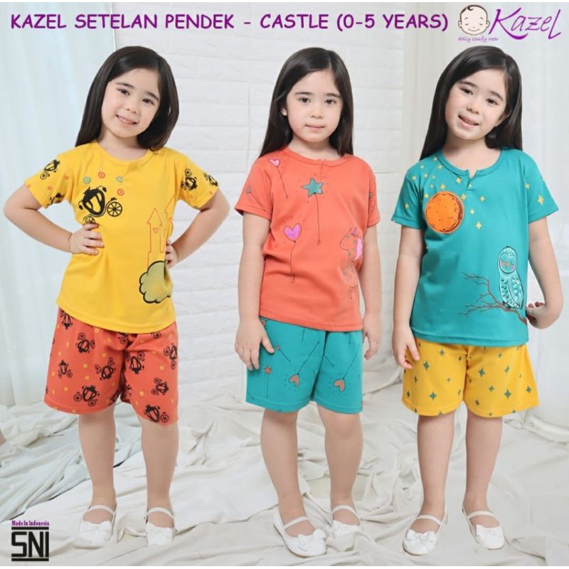 Kazel Castle edition, kazel setelan pendek, baju anak kazel perempuan