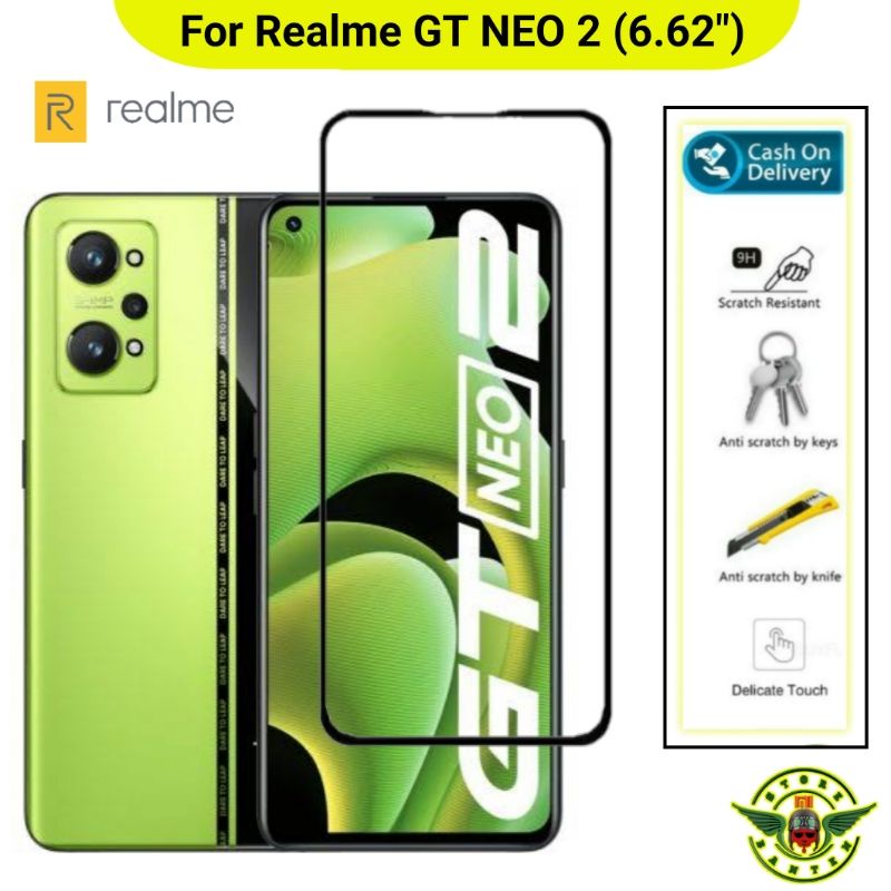 TG Realme GT Neo2 Tempered Glass - Gorila Glass. Anti Gores kaca Gt Neo2 Neo 2 Ful Lem Presisi Full 