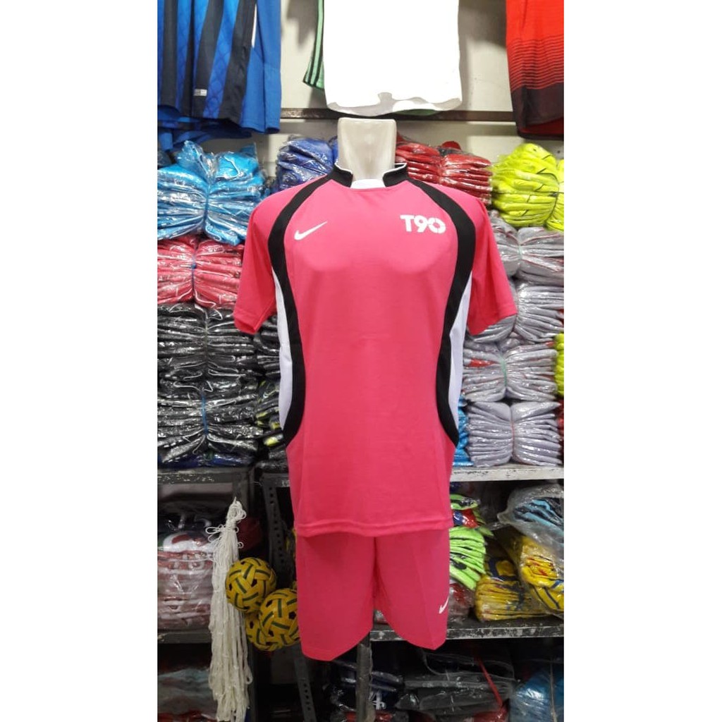 promo juara  Stelan Jersey KaosFutsal nike T90 ping lis hitam