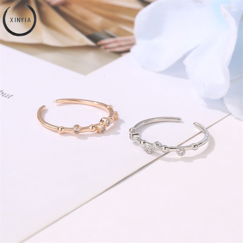 Korea Cincin Open Ring Adjustable Berlian Cincin Perhiasan Wanita Cincin Wanita Mini