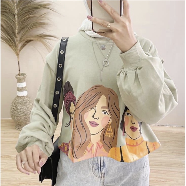 BEFAST - ZFS OOTD Wanita Sweater AMINA / SWEATER FLEECE SEZA GIRL / Sweater Wanita / Sweater Crop Bergambar / Fashion Wanita Hangout / Sweater Motif Gambar / Terlaris / Sweater Kekiniaan Remaja Wanita / Terbaru 2022