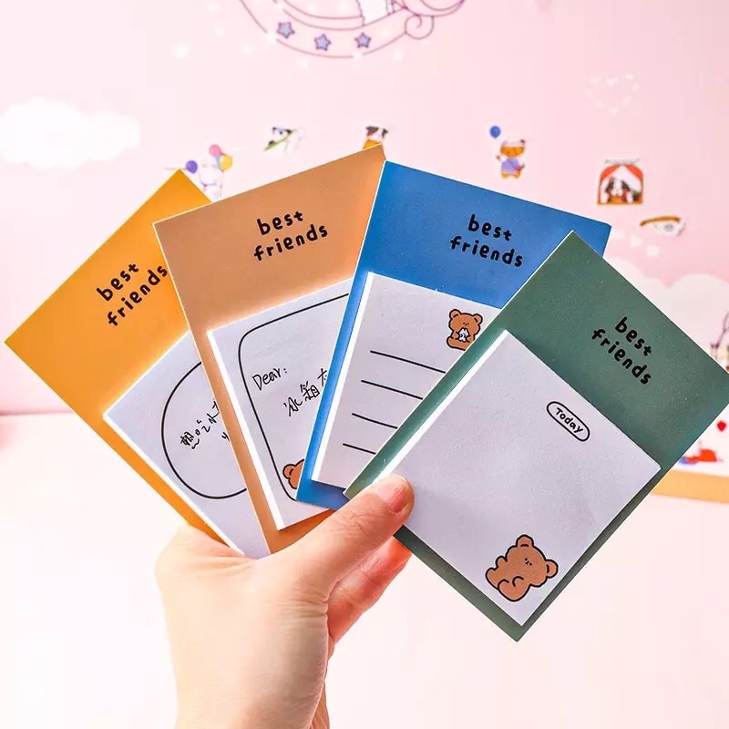 BEST FRIENDS SIMPLE STICKY MEMO INDEKS PAD BUKU CATATAN TEMPEL DINDING AESTHETIC FANCY MIX CUTE LUCU KARAKTER KARTUN HEWAN PASTEL KELINCI BERUANG ORGANIZER GRID IMPOR DESAIN ANAK PEREMPUAN MOTIF REMAJA CEWEK KOREA KAWAII PINK BOOKMARK KECIL