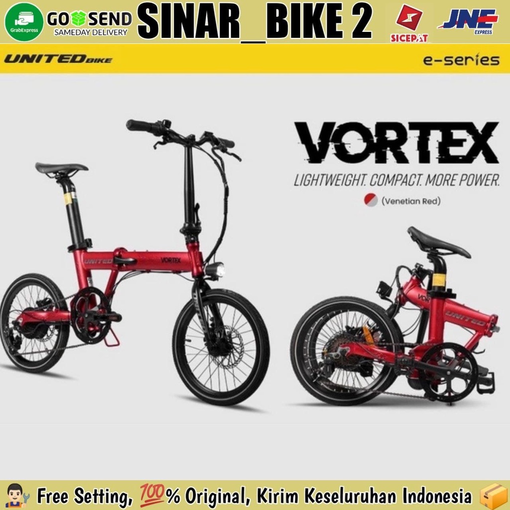 Sepeda Lipat 16 Inch E Bike UNITED VORTEX Electric Listrik