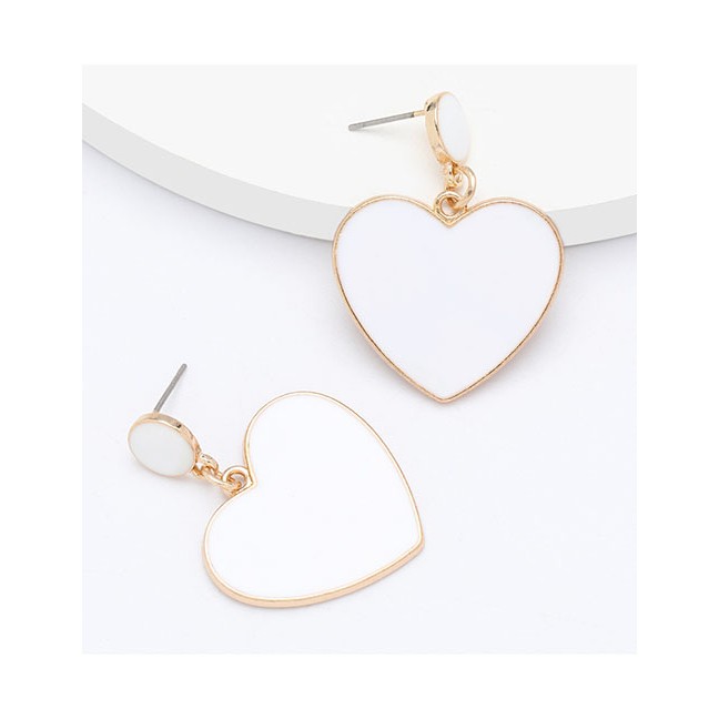 LRC Anting Tusuk Fashion Heart-shaped Alloy Oil Drop Geometric Earrings D92176