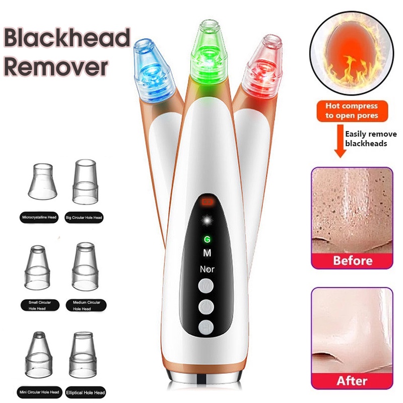 Wajah Lampu LED Terapi Penghilang Komedo Vacuum Pore Cleaner Heating Massage Skin Care 5in1 Alat Penyedot Komedo