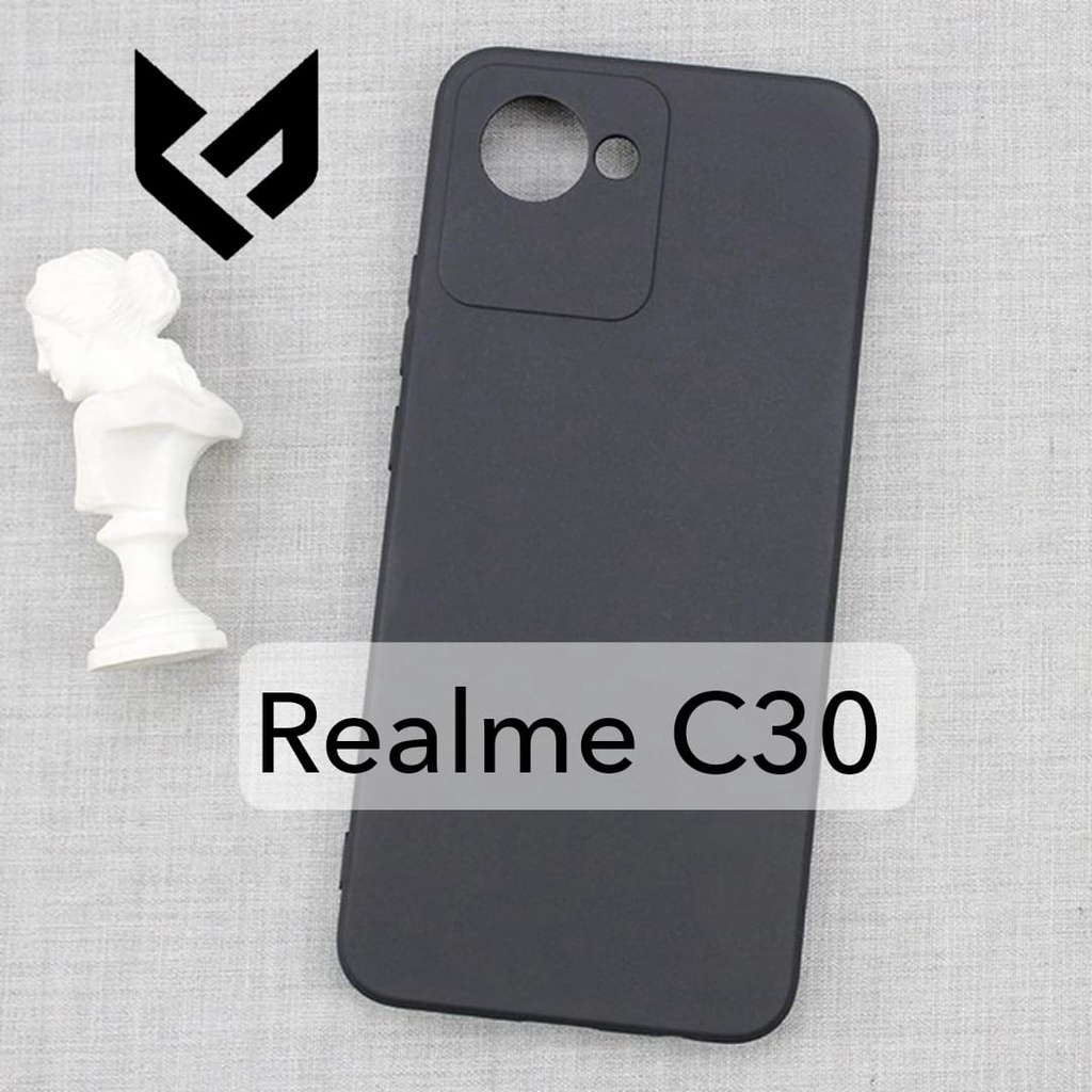 PROMO Paket 4IN1 Case REALME C30 Softcase Black Matte Free Anti Gores Layar &amp; TG Camera &amp; Skin Carbon Pelinding Cover Hadnphone