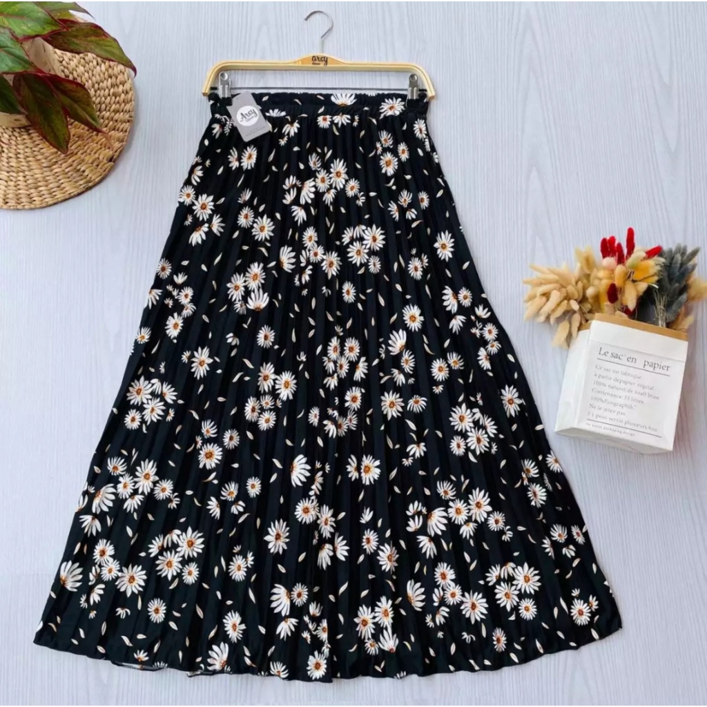 OOTD Skirt- Rok Plisket Wanita Terlaris Premium Motif