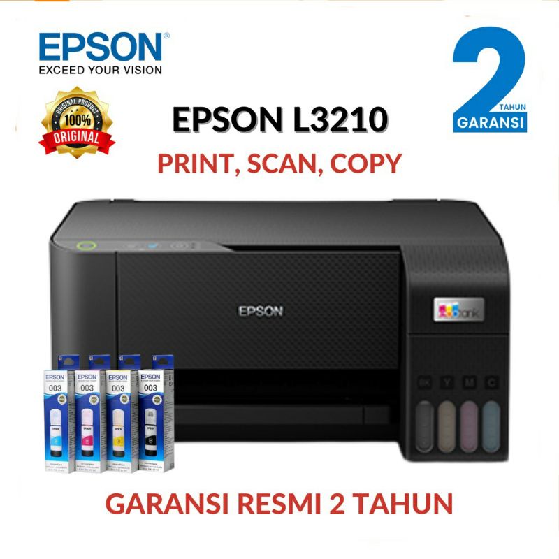 PRINTER EPSON EcoTank L3210 A4 - PRINTER ALL IN ONE ECOTANK EPSON L3210 MODIF PABRIK TINTA ORI PABRIK